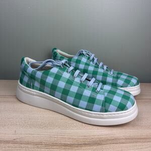 Camper Runner Up Lightweight Sneakers Blue Green Gingham Plaid size EU 40 US 9